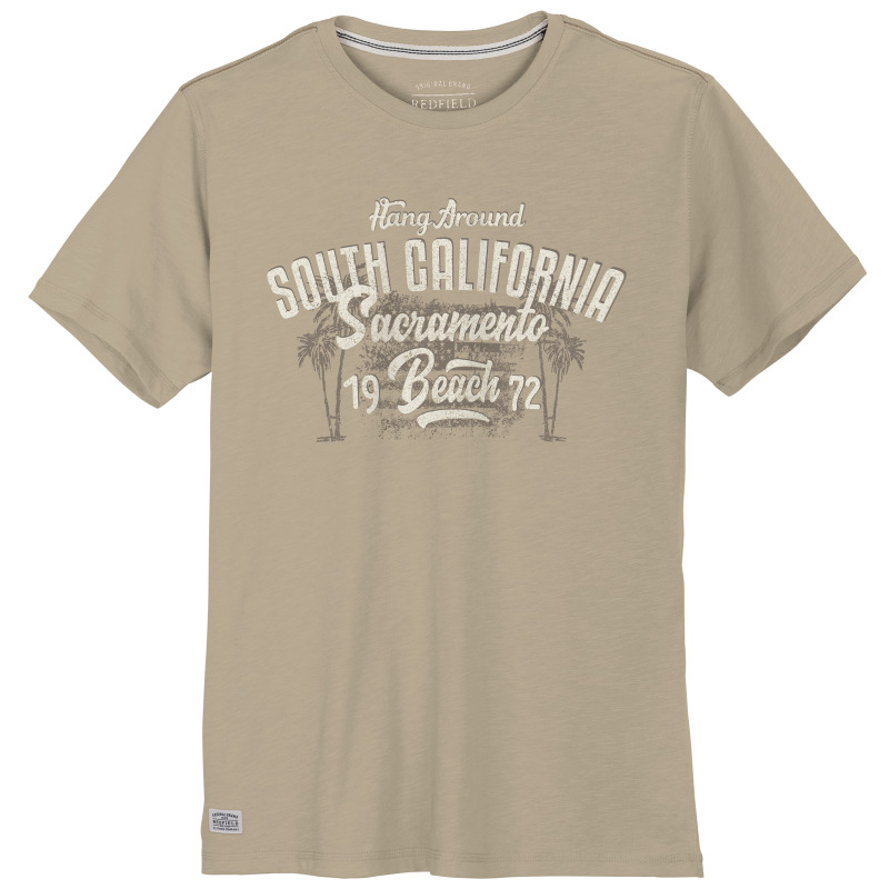 King Size t-shirt από βαμβακερή φλάμα "South California",by Redfield - Beige