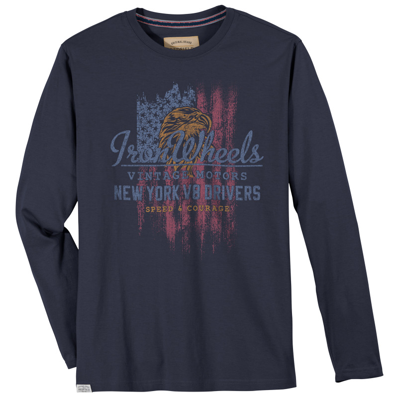 King size pennie φλάμα μακρυμάνικη μπλούζα "Vintage Wheels",της Redfield - Dark Denim