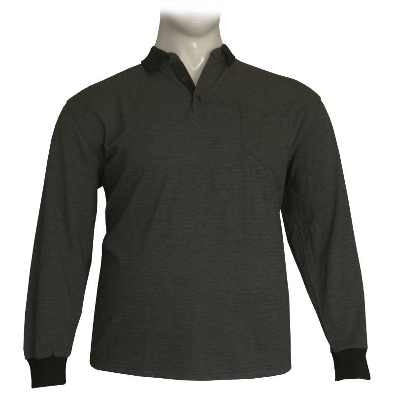 Μπλούζα Polo βαρύπλακη με κουμπί και τσέπη στο στήθος - Anthracite