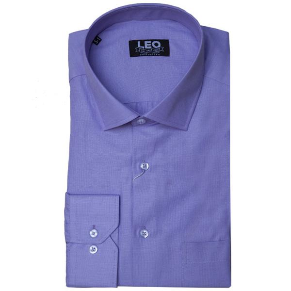 Πουκάμισο Fil-a-Fil μονόχρωμο γαλλικής ραφής & ελληνικής κατασκευής της Leo Collection - Light Violet