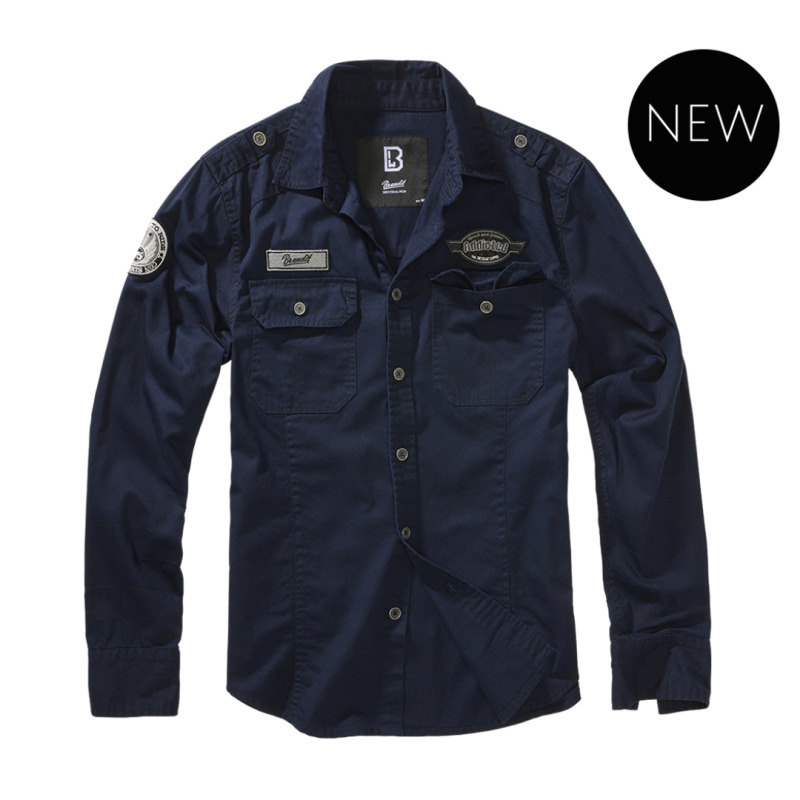 Luis vintage shirt by Brandit - NAVY BLUE