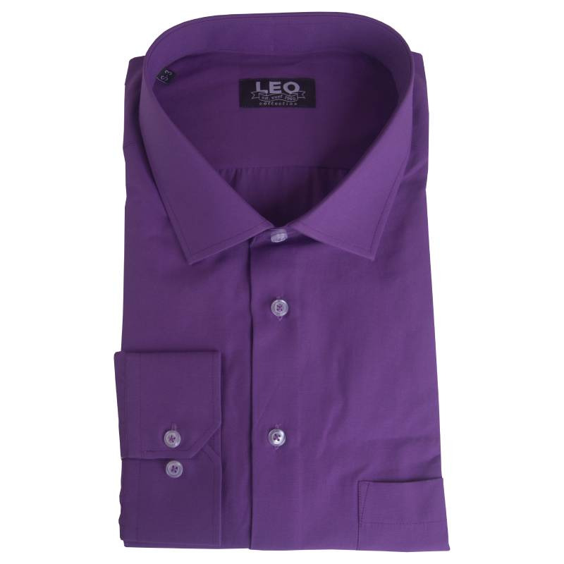 Πουκάμισο μονόχρωμο με μακρύ μανίκι - Dark Violet