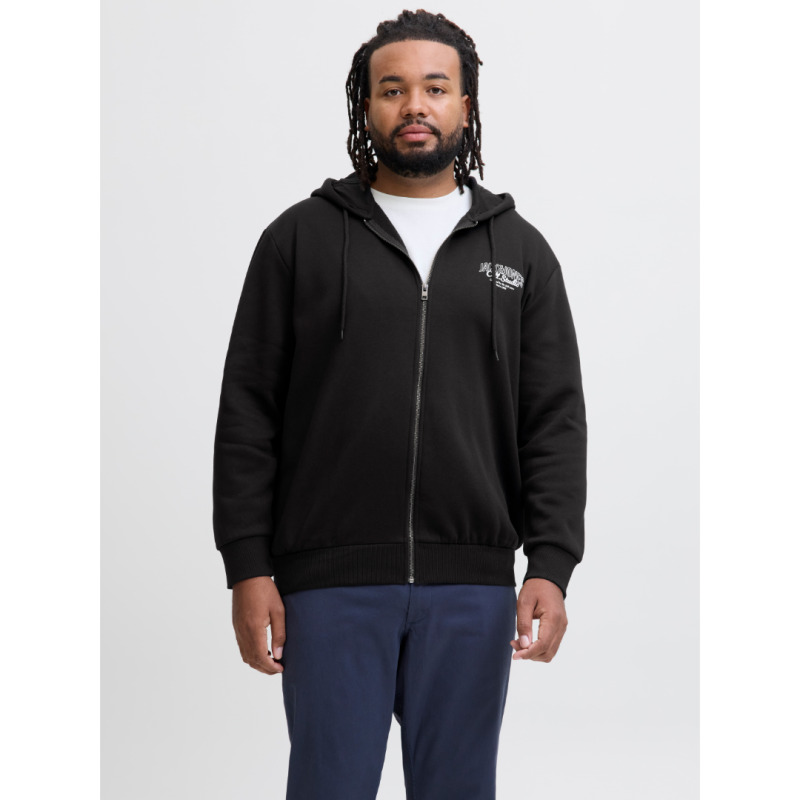 Ζακέτα φούτερ "Makoto Sweat Zip Hood" με μεταξοτυπία,by Jack & Jones +Fit - Black