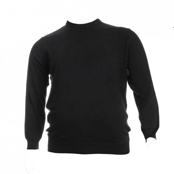 Μονοχρωμη μπλουζα tricot με λαιμοκοψη και κεντημα - NAVY BLUE