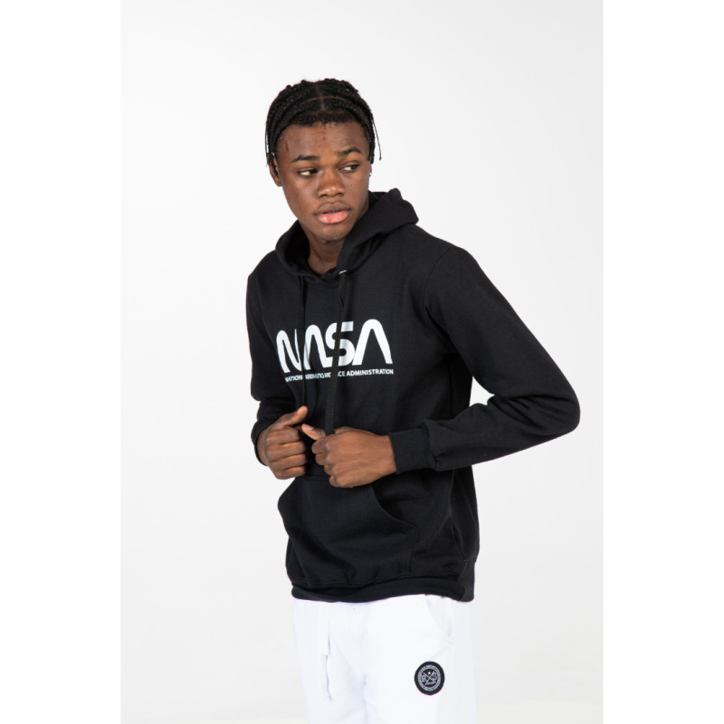 Hoodie φούτερ "NASA" της Leo Collection,με μεταξοτυπία - Black Rock