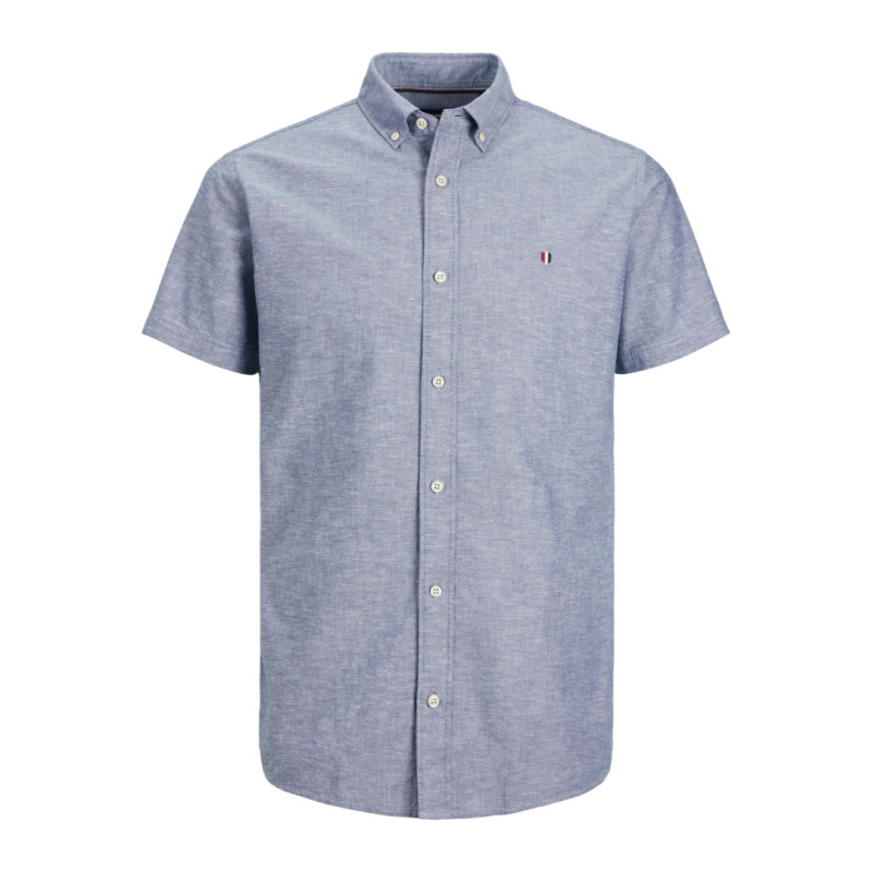 Jack & Jones "Blusummer Shield Shirt",λινό κοντομάνικο πουκάμισο - Light Blue