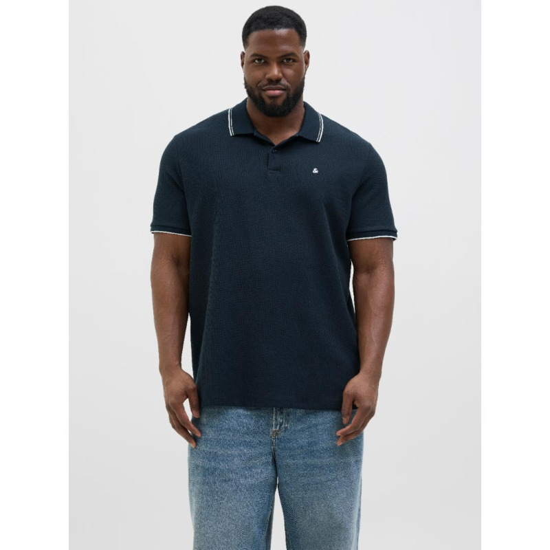 Ελαστική Single Jersey μπλούζα "Austin Polo",της Jack&Jones - Sky Captain