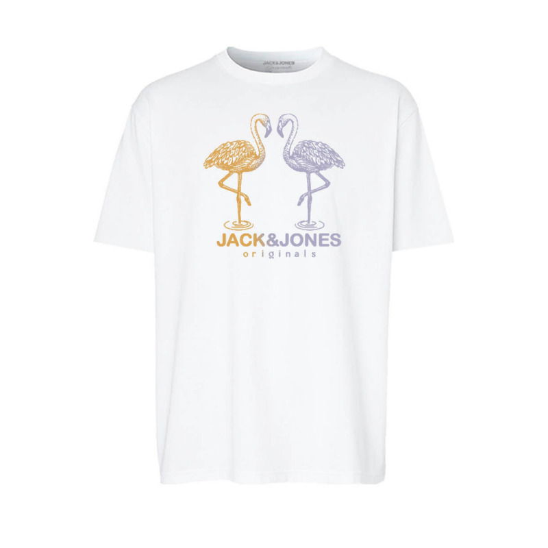 Jack & Jones "Split Gradient Tee"σε Plus fit γραμμή,με μεταξοτυπία - Bright White