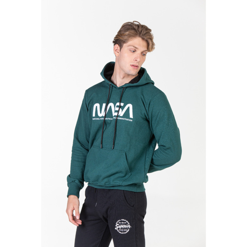 Hoodie φούτερ "NASA" της Leo Collection,με μεταξοτυπία - Lagoon Blue