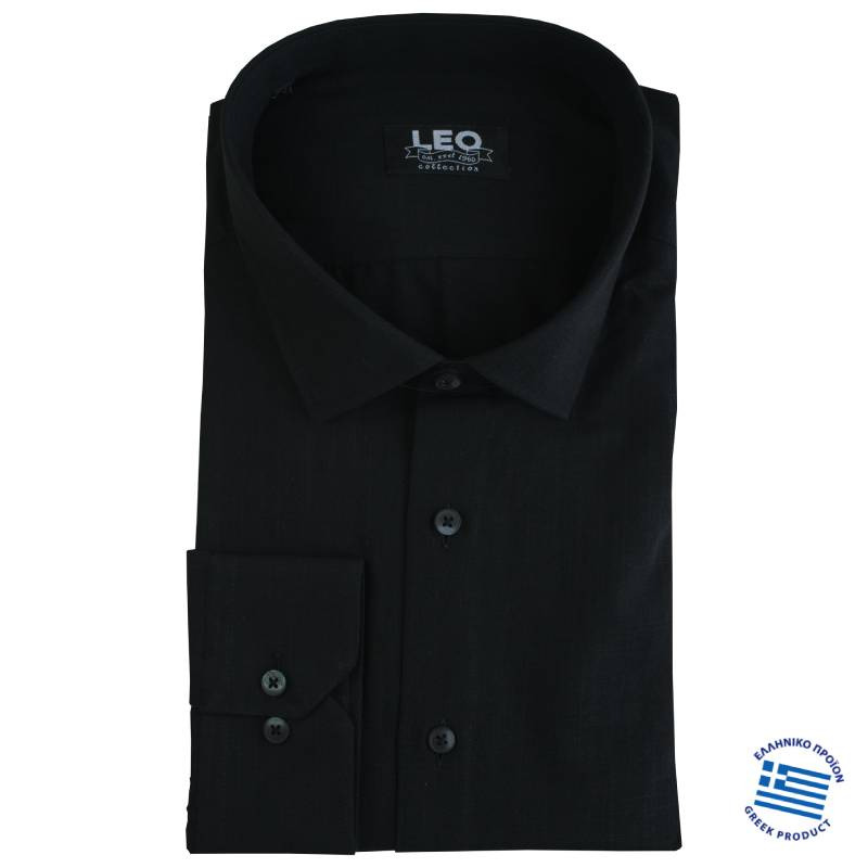 Μακρυμάνικο λινό πουκάμισο "Linen Seed",της Leo Collection - Black Rock