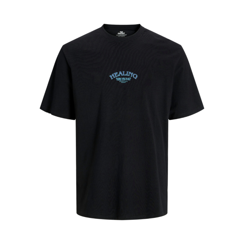 Jack & Jones "Oracle" T-shirt σε Plus fit γραμμή,με μεταξοτυπία - Black