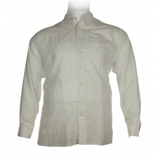 Πουκάμισο μονόχρωμο υφαντό με μακρύ μανίκι - White