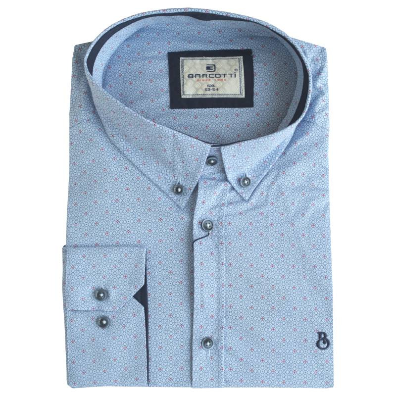 King size ελαστικό μακρυμάνικο πουκάμισο με μικροσχέδιο - Carolina Blue