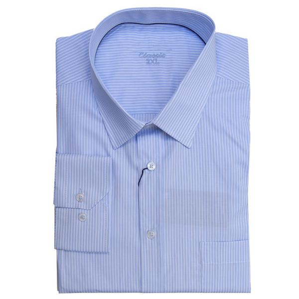 Πουκάμισο ριγέ μακρυμάνικο με τσέπη - Light Blue/White