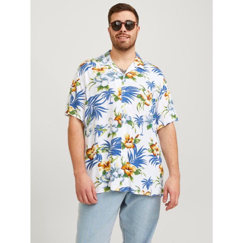 Jack & Jones "Jeff Resort AOP Shirt",κοντομάνικο εμπριμέ πουκάμισο - Cloud Dancer