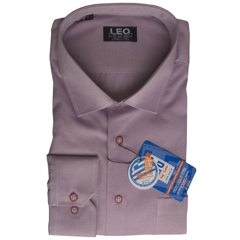 Πουκάμισο Oxford μακρυμάνικο με γιακά τύπου Rex, της Leo Collection - Chatelle Violet