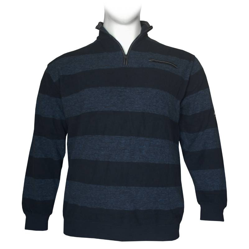 Zipper Polo wool feel "Ocean Team" της Leo Collection με τσέπη στο στήθος και κεντητές λεπτομέρειες - Navy Blazer