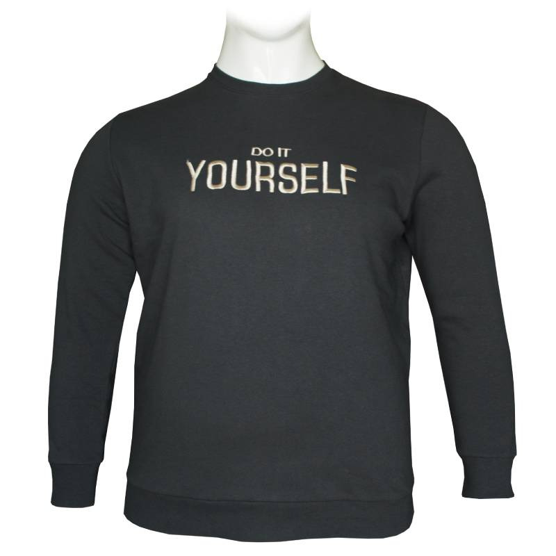 Τρίκλωνη φούτερ κολεγιακή με κέντημα στο στήθος - CEMENT