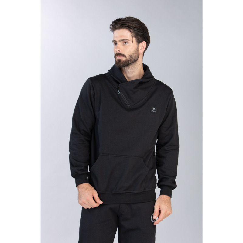 Φούτερ δίκλωνη μπλούζα "Asymmetrical",της Leo Collection - Black Rock