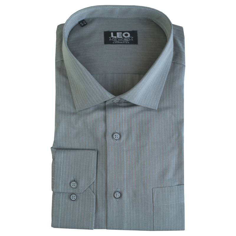 Πουκάμισο "Dizzy Stripe" γαλλικής ραφής με Rex γιακά, της Leo Collection - Echo Grey