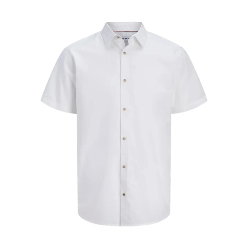 Jack & Jones "Henry Slub Shirt",βαμβακερό κοντομάνικο πουκάμισο - Bright White