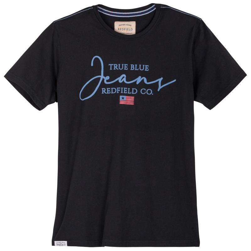 King size t-shirt "True Blue" της Redfield,με ανάγλυφη μεταξοτυπία - Black