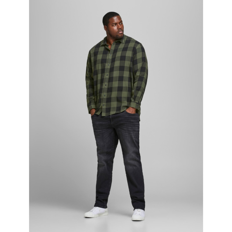 Jack & Jones Jack & Jones Egingham Twill Shirt,βαμβακερό πουκάμισο φανέλα - Dusty Olive