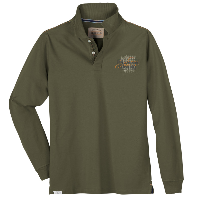 King Size Polo pique μπλούζα "True Jeans" με κεντητές λεπτομέρειες και μεταξοτυπία,της Redfield - Khaki