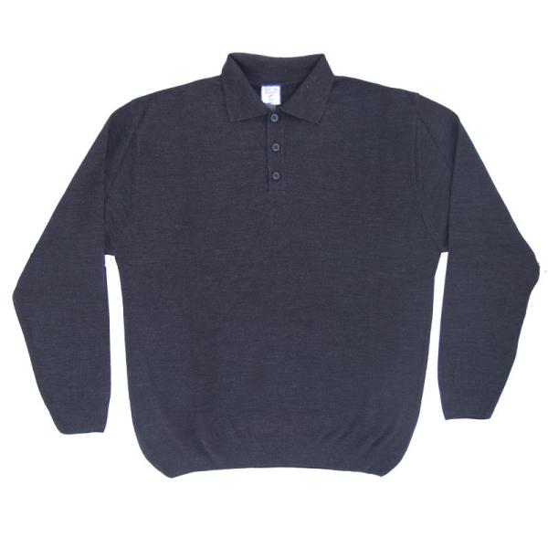 Polo πλεκτή μονόχρωμη - Ανθρακί Melange