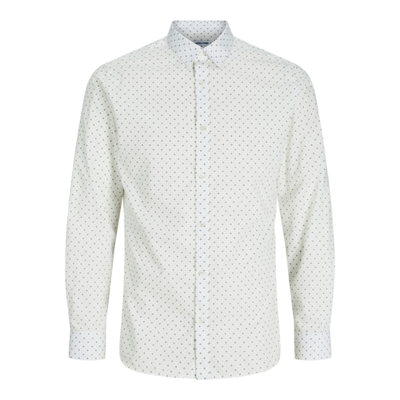 Jack & Jones "Joe Print Shirt", μακρυμάνικο πουκάμισο με μικροσχέδιο - White