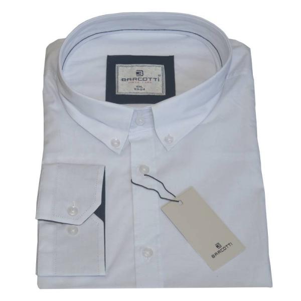 King size ελαστικό μονόχρωμο μακρυμάνικο πουκάμισο - White