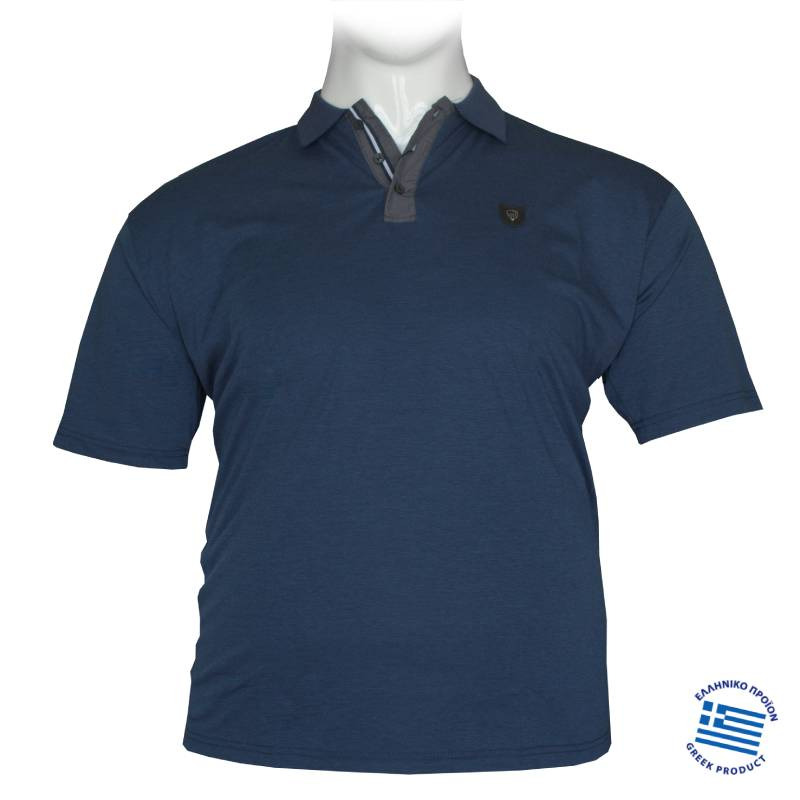 Polo Κοντομάνικο με Patch και δίχρωμη πατιλέτα,της Leo Collection - Kasmir Blue
