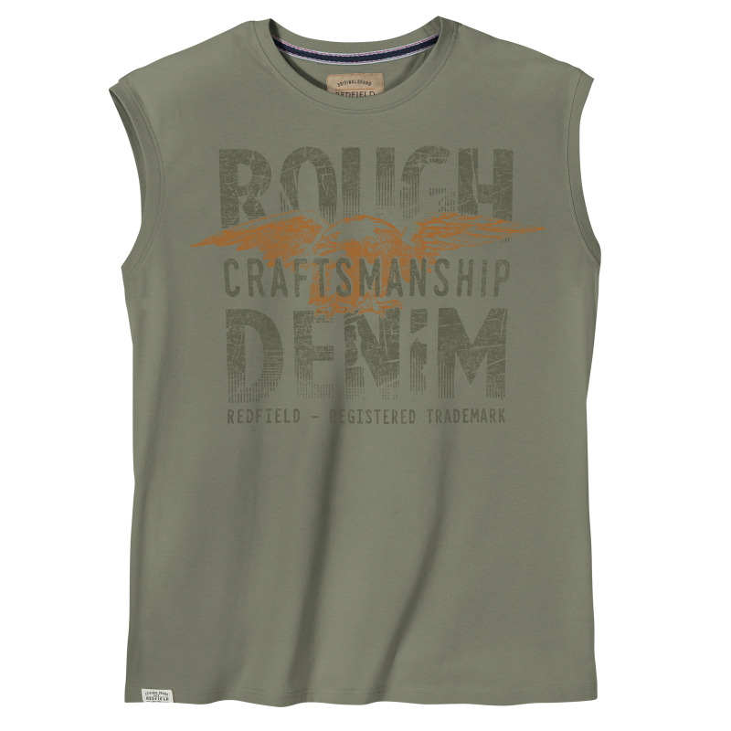 Αμάνικο king size μπλουζάκι "Rough Denim" της Redfield,με μεταξοτυπία - Khaki