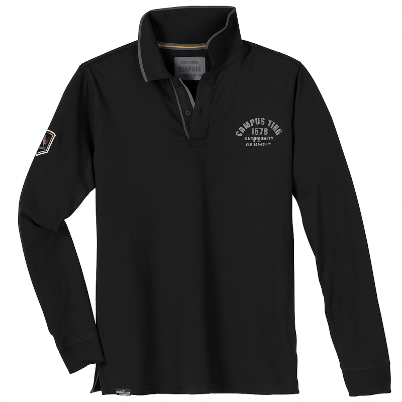 King Size Polo pique μπλούζα "Campus Team" με patch και μεταξοτυπία,της Redfield - Black