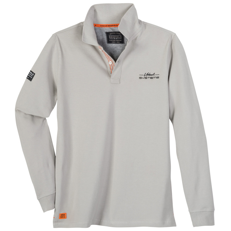 King Size Polo pique μπλούζα "Urban Systems" με ανάγλυφη plastisol μεταξοτυπία,της Redfield - Ice Grey