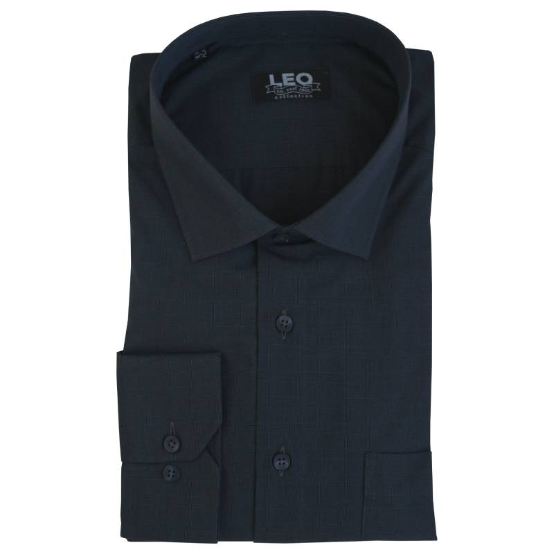 Πουκάμισο "Faded Check" γαλλικής ραφής με Rex γιακά, της Leo Collection - Blue Depths