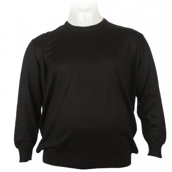 Πλεκτη μπλουζα μονοχρωμη με λαιμοκοψη - Black