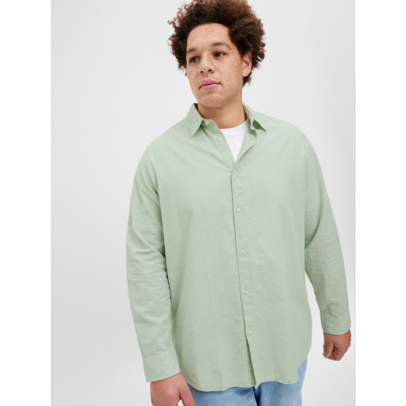 Jack & Jones "Breeze Linen Shirt",λινό μακρυμάνικο πουκάμισο - Iceberg Green