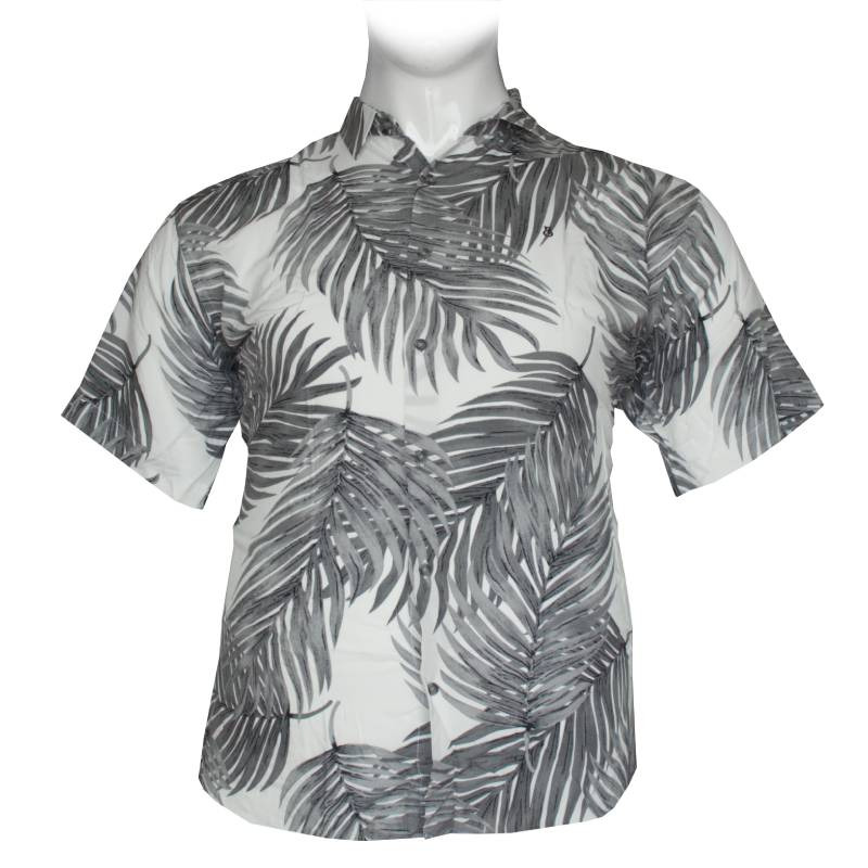 Κοντομάνικο εμπριμέ πουκάμισο "White Palm ",της Leo Collection - Antique White