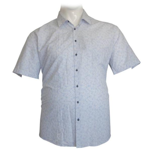 Πουκάμισο κοντομάνικο ελαστικό σχεδιαστό - Navy Blue / White