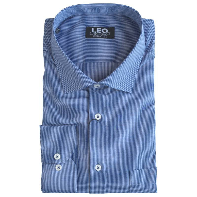 Πουκάμισο καρό γαλλικής ραφής "Summer Formal Check" της Leo Collection - Danube