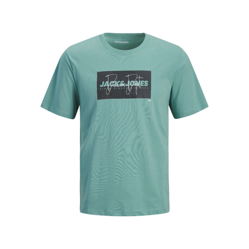 Jack & Jones "Cole Print Tee"σε Plus fit γραμμή,με μεταξοτυπία - Mineral Blue