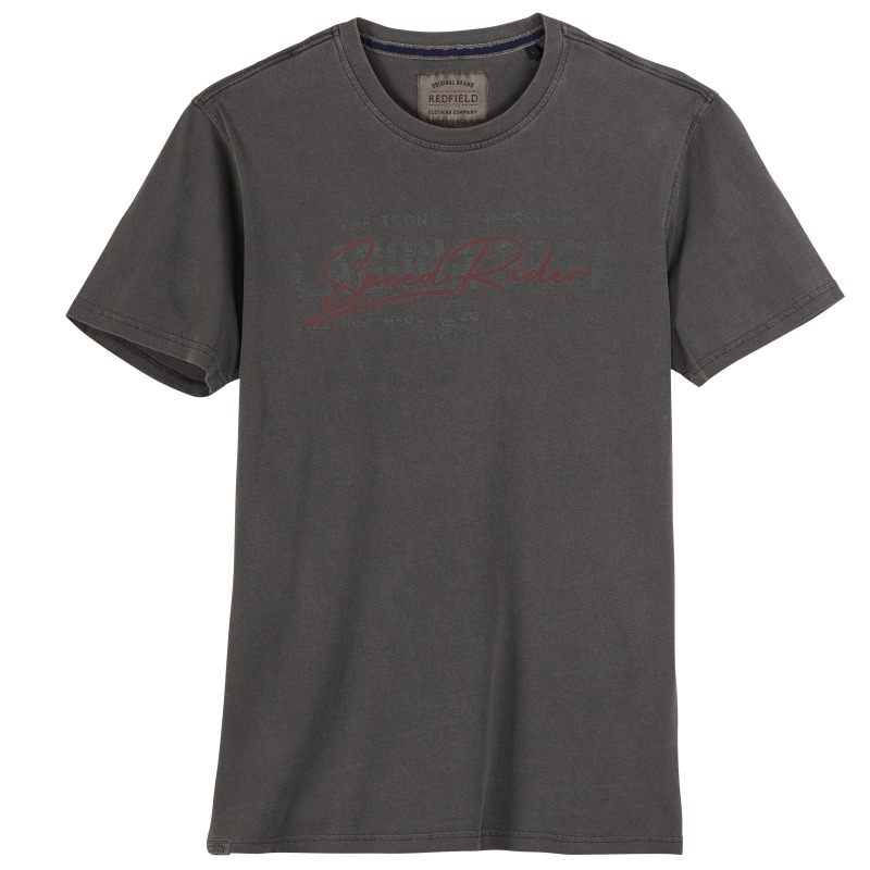 Stone Washed king size t-shirt μακό "Speed Rider",της Redfield - Vintage Grey