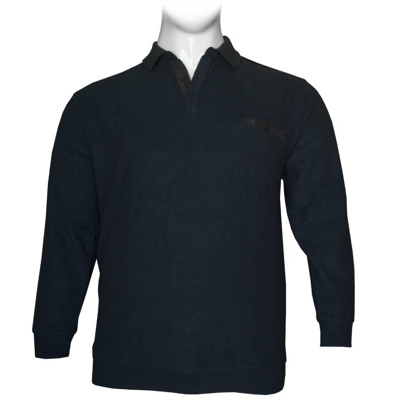 Βαμβακερό polo wool feel με τσέπη στο στήθος - Dark Blue