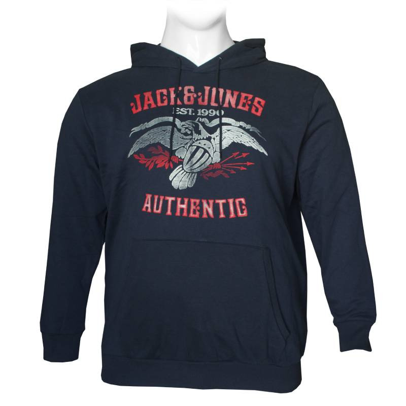 Hoodie φούτερ "Fonne" με μεταξοτυπία,by Jack & Jones - Navy Blazer