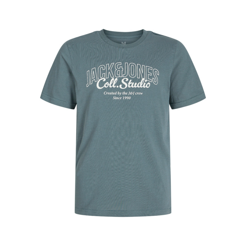 Jack & Jones "Makoto Tee"σε Plus fit γραμμή,με μεταξοτυπία - Marl Storm Grey