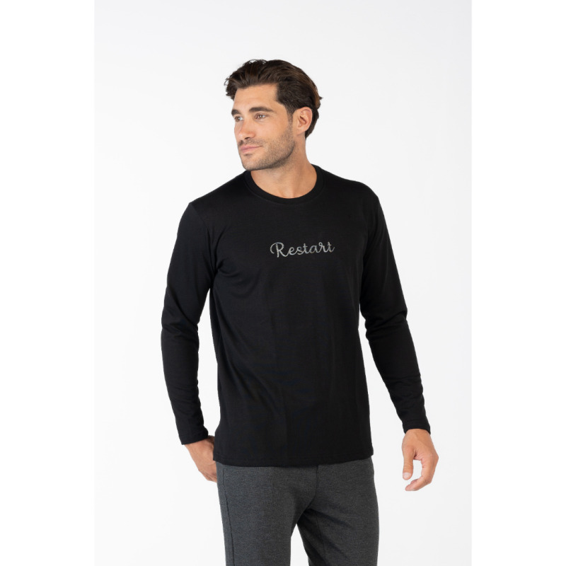 Μακό pennie μπλούζα "Restart",της Leo Collection - Black