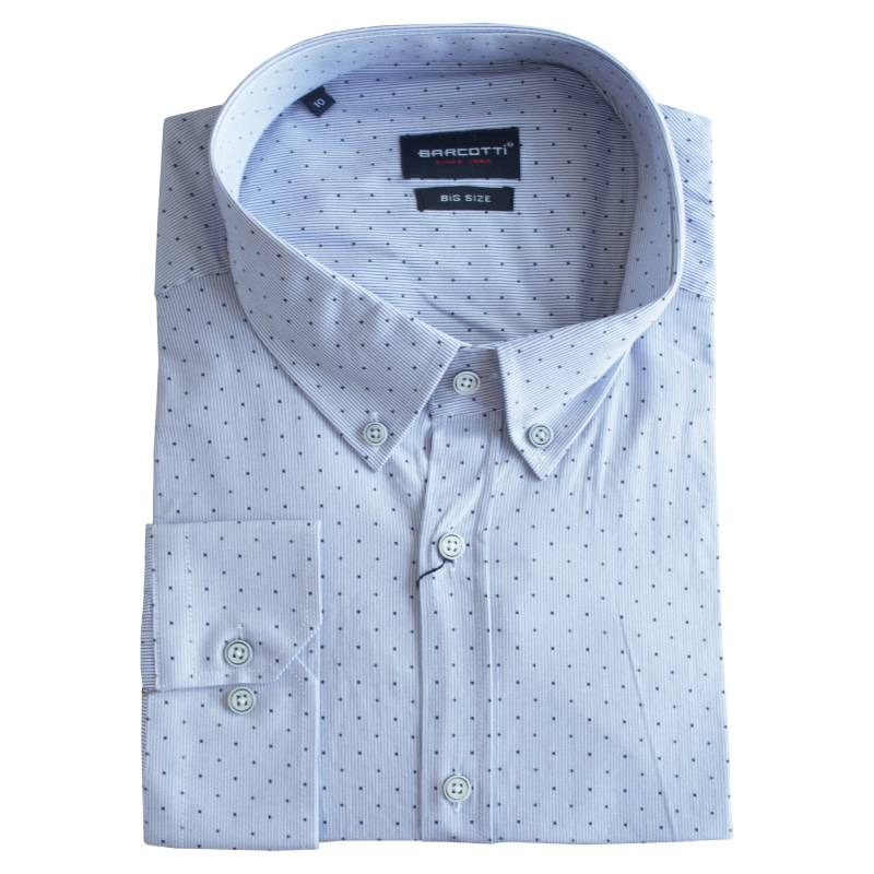 King size ελαστικό μακρυμάνικο πουκάμισο με μικροσχέδιο - Cornflower Blue