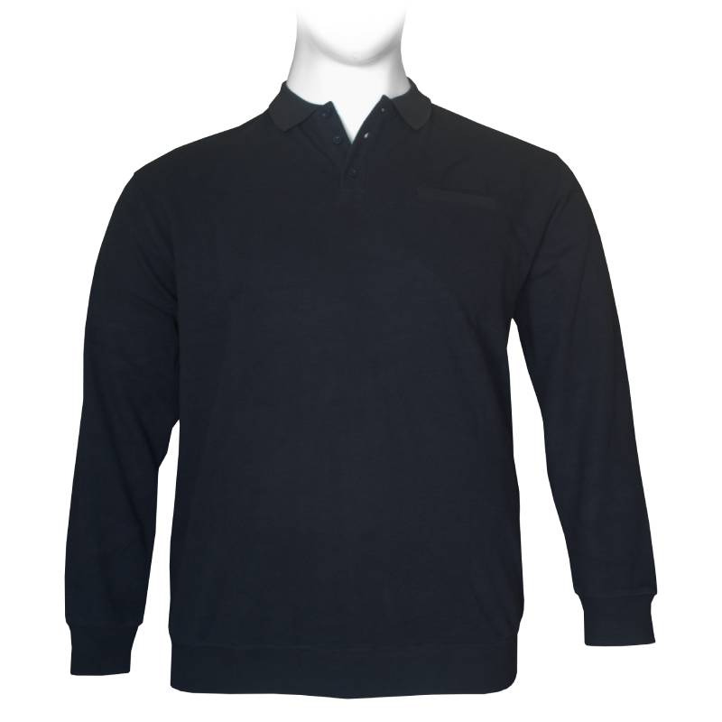 Βαμβακερή μπλούζα Polo wool feel της Leo Collection, με τσέπη στο στήθος - Dark Blue