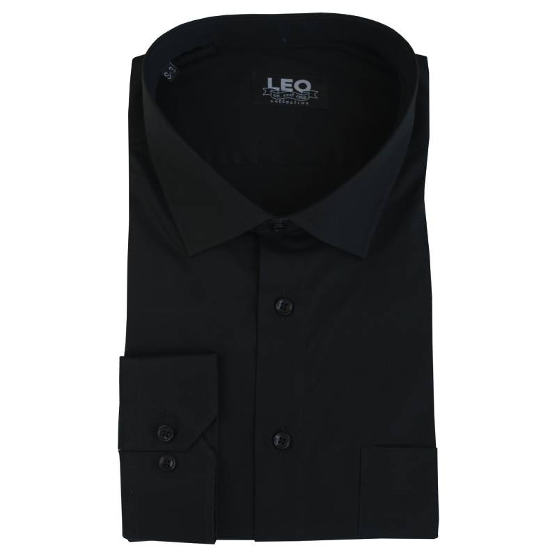 Μονόχρωμο ελαστικό πουκάμισο - Black